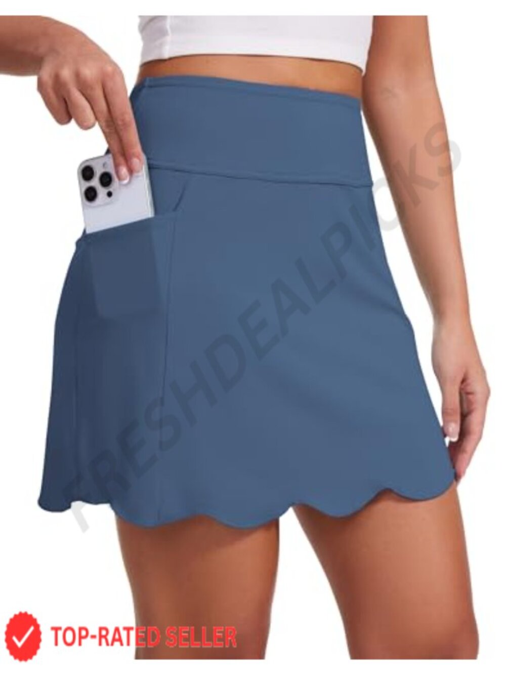 16" Golf Skort with Pockets Scalloped Hem Athletic Tennis Skirt